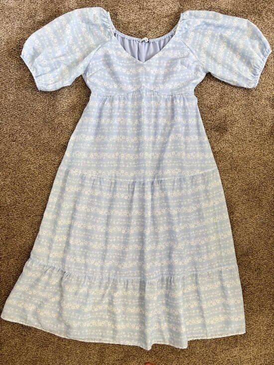 Baltic Born Dresses & Skirts - Baltic Born Blue Floral Puff Sleeve Maxi Dress XL EUC